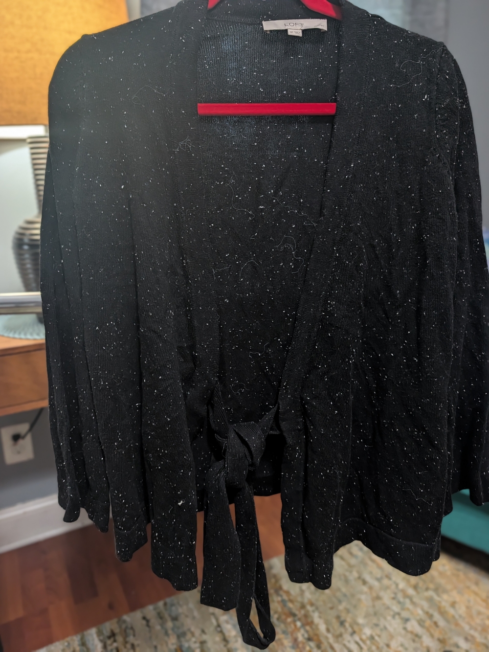 LOFT Black Speckled Tie-Front Shrug